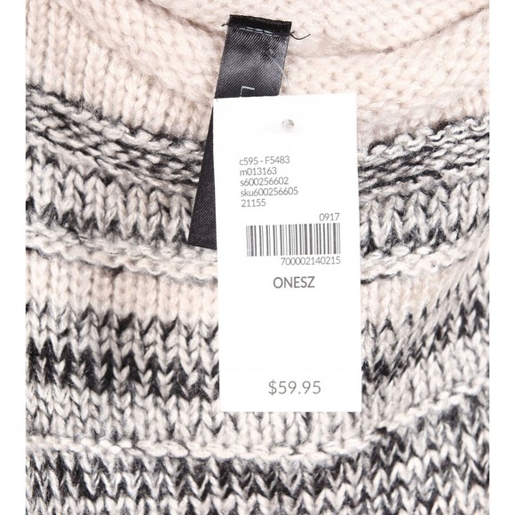 Lane Bryant Womens Short Knit Poncho Sweater OS One Size Palomino Tan Black  New - Picture 5 of 11